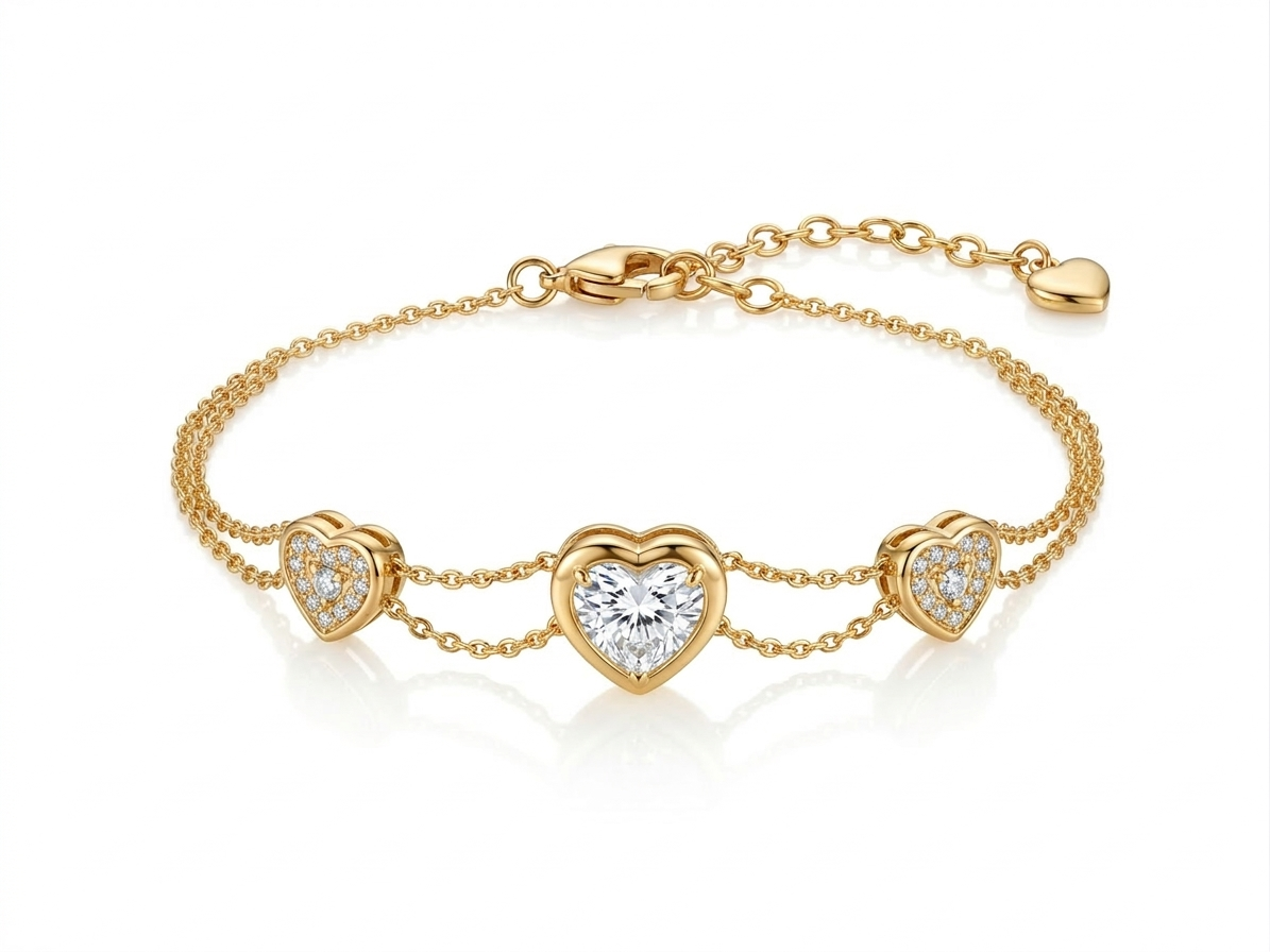 Heart Double Chain Bracelet