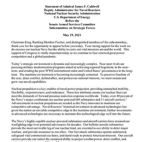 Testimony - 2021 Caldwell SASC Strategic Forces