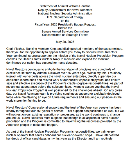Testimony - 2025 Houston SASC Strategic Forces