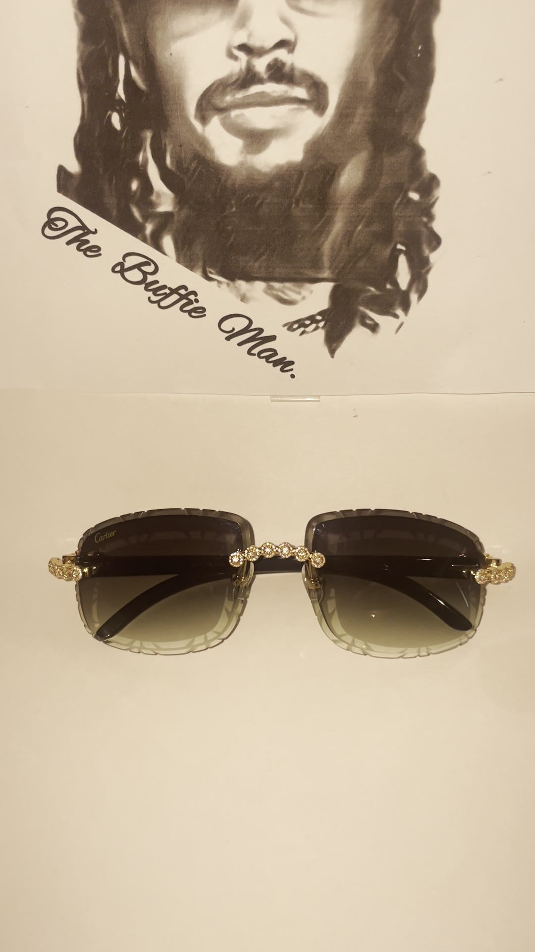 White Buffs Green Diamond Cut Lenses Gold