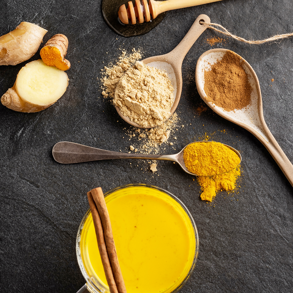 Spices, cinammon, ginger, tumeric, nutmeg, cloves