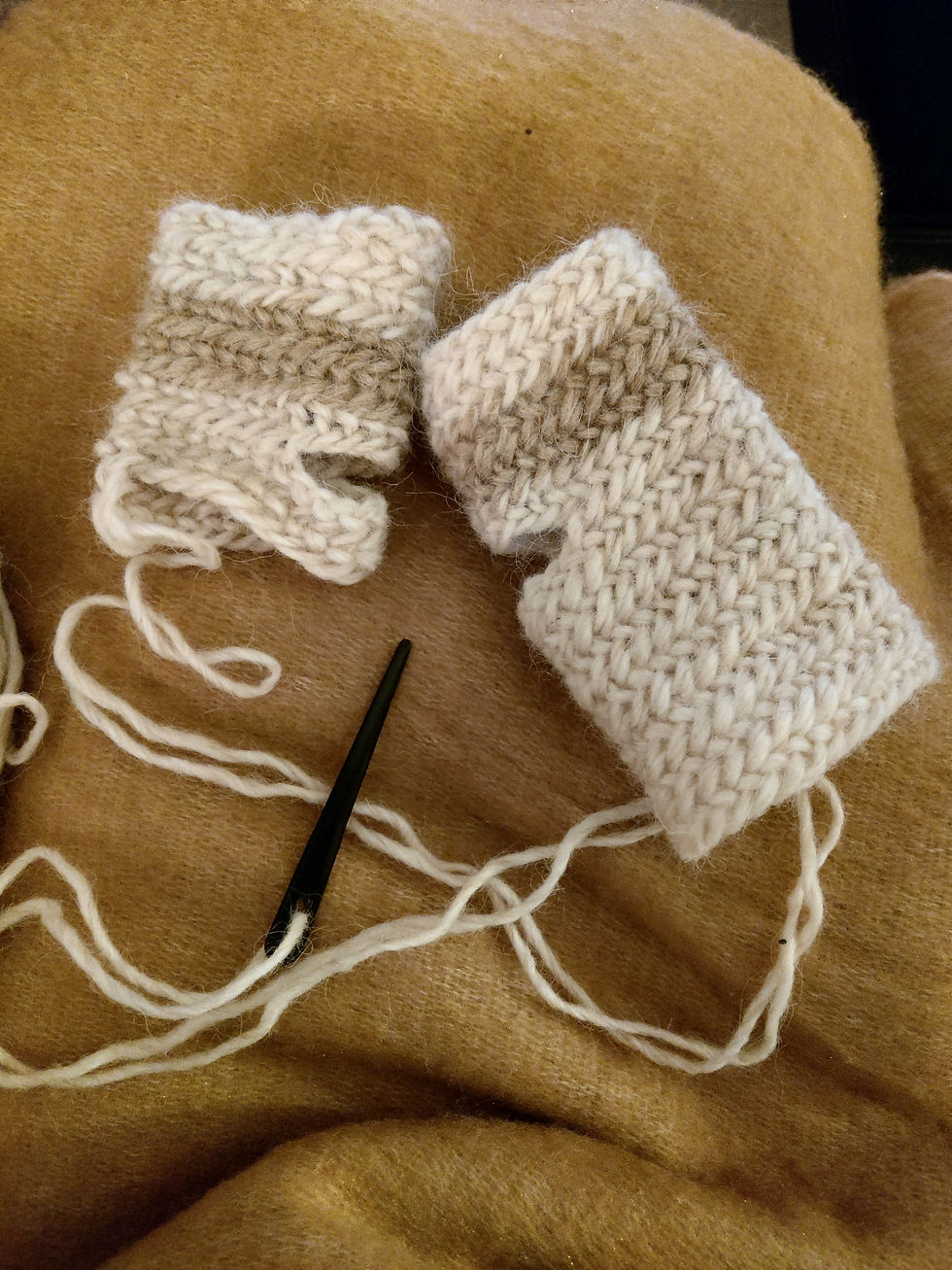 A pair of handwarmers in the works.