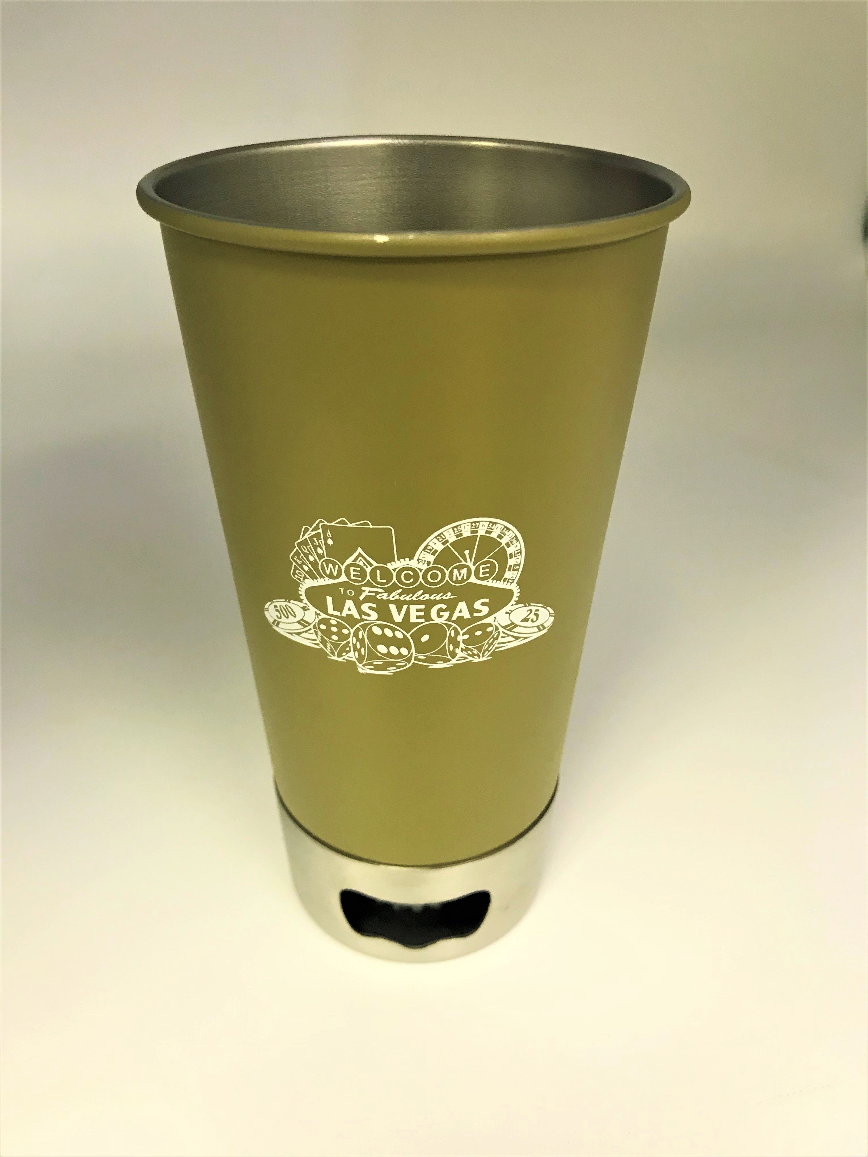 Las Vegas stainless steel mug with beer opener - Min order 12pc's