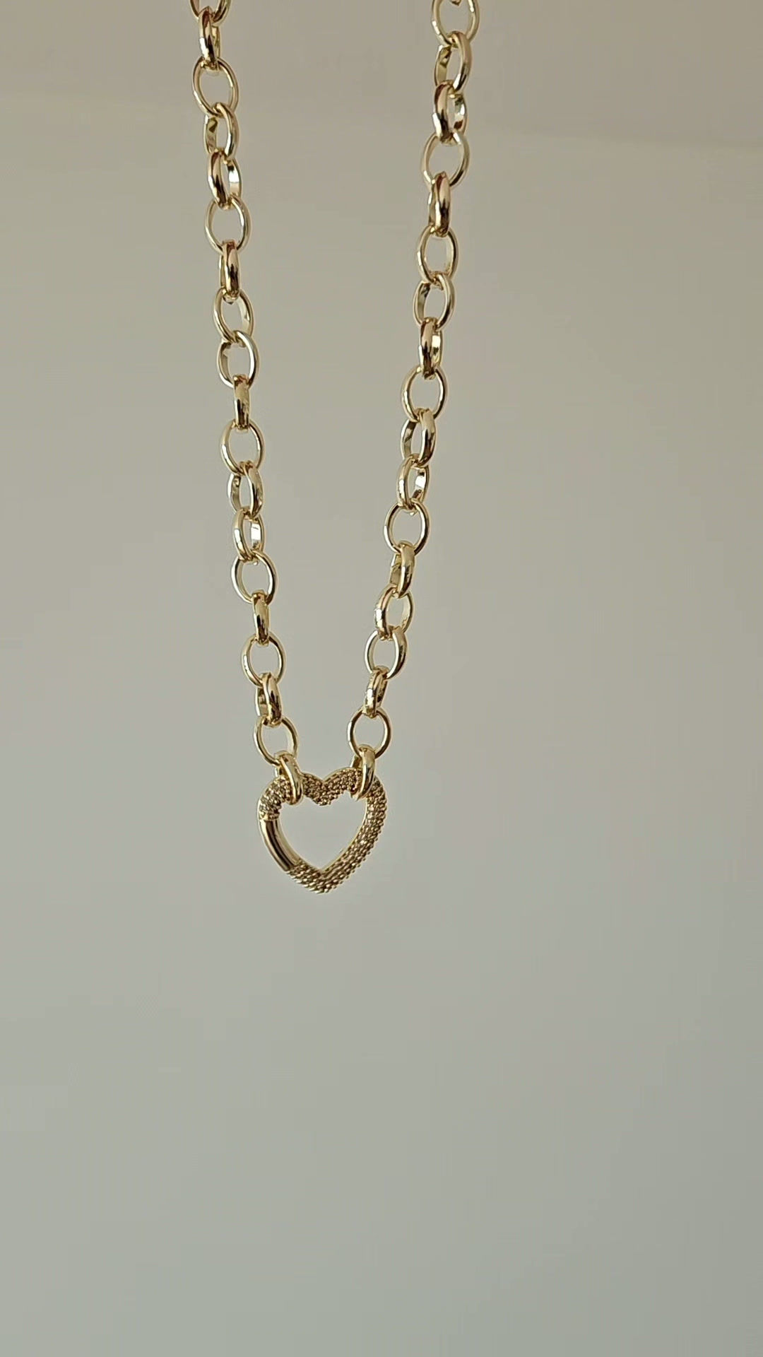 Kalp Kalın Zincir Kararmaz Özel Seri Kolye Gold