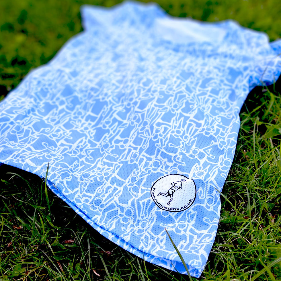 Thumbnail: Men's Running T-Shirt - Blue/White