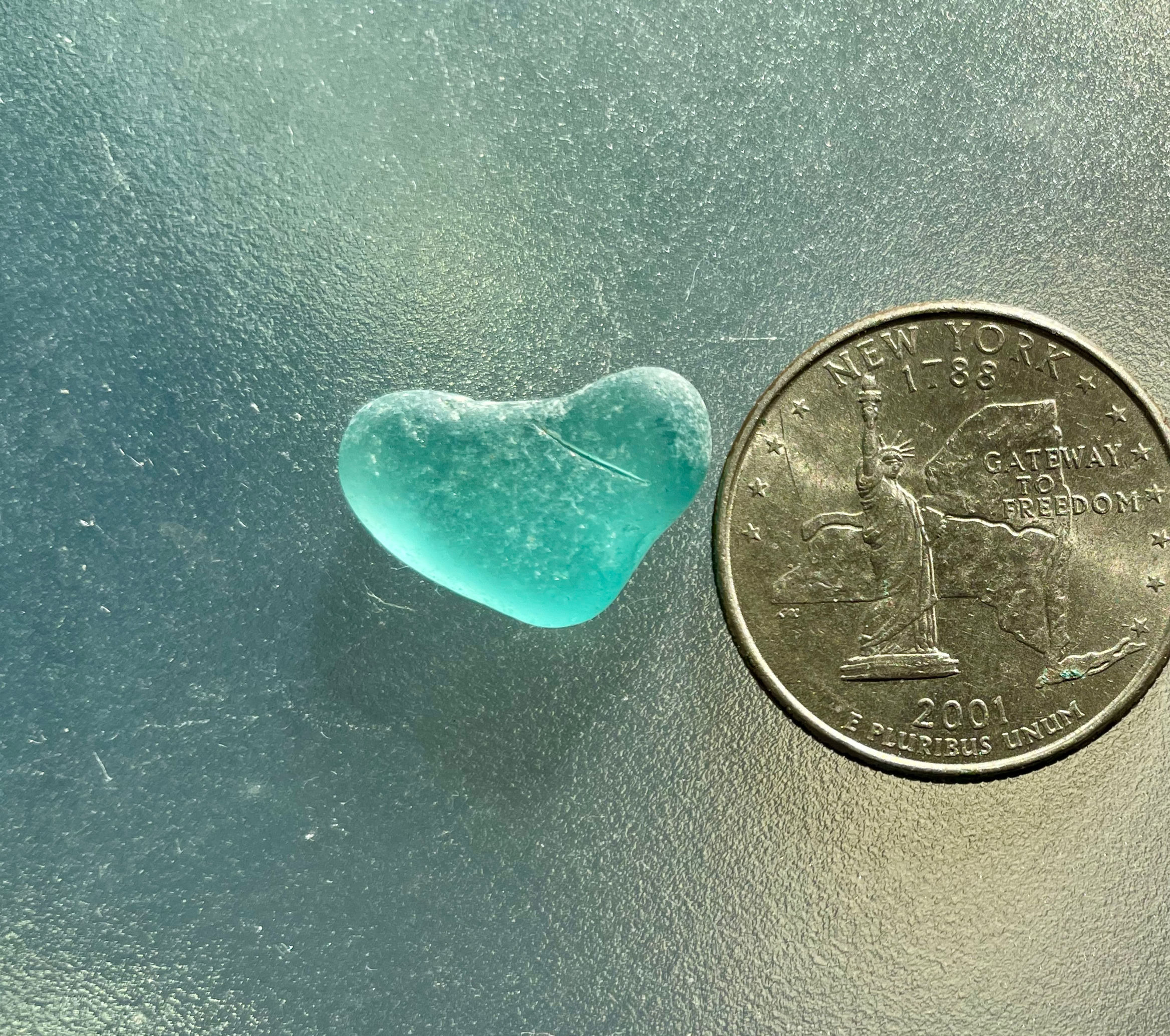 Genuine Turquoise English Heart Shaped Sea Glass #15