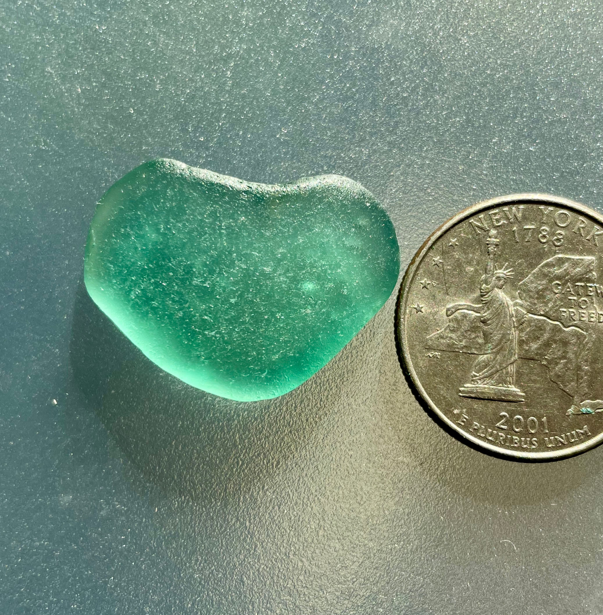Genuine Teal Heart Shaped Sea Glass #17
