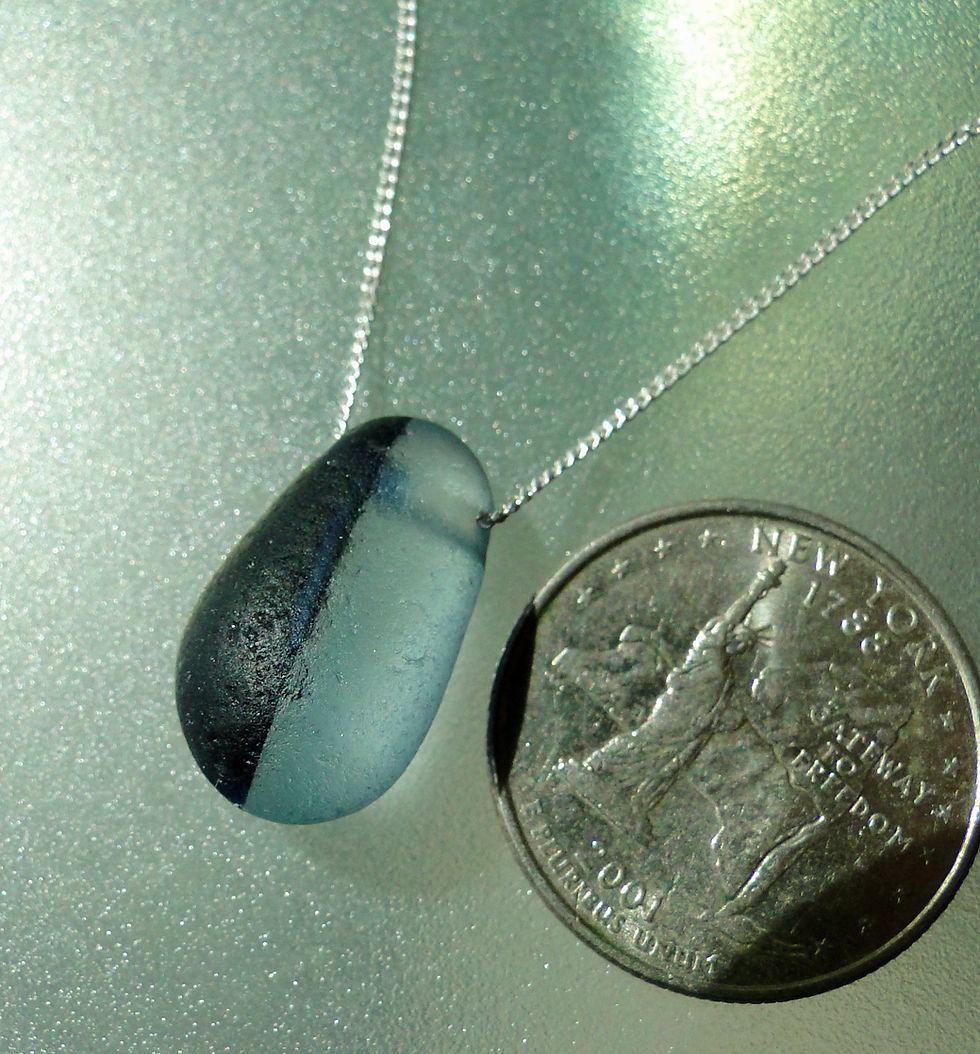 Thumbnail: Floating Multi Blue English Sea Glass Necklace