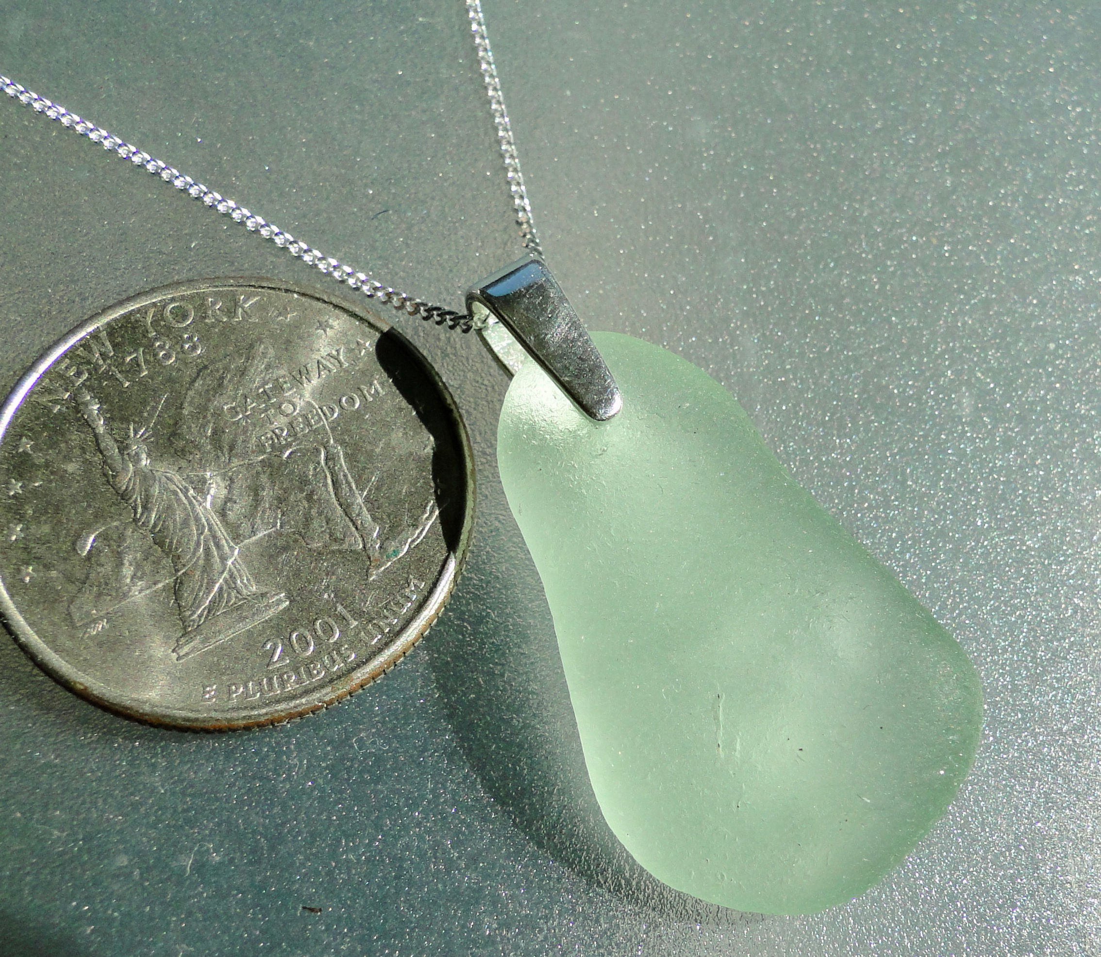 Sterling Silver Bail Seafoam Sea Glass Necklace #8