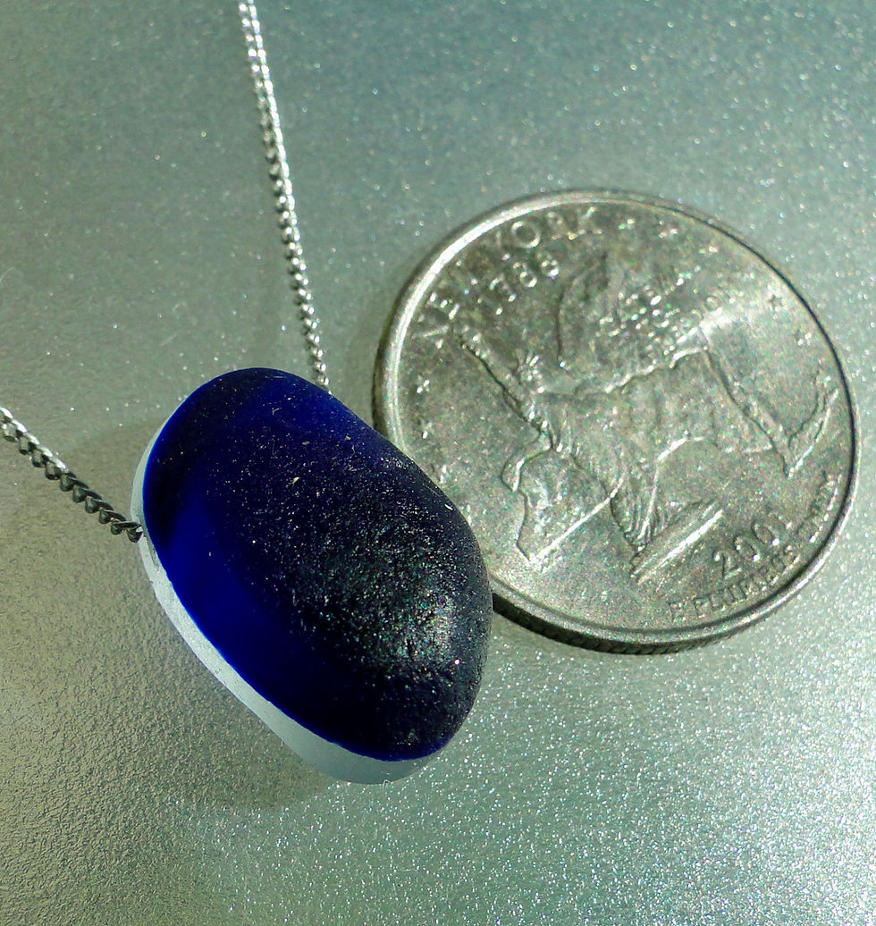 Thumbnail: Floating Multi Blue English Sea Glass Necklace