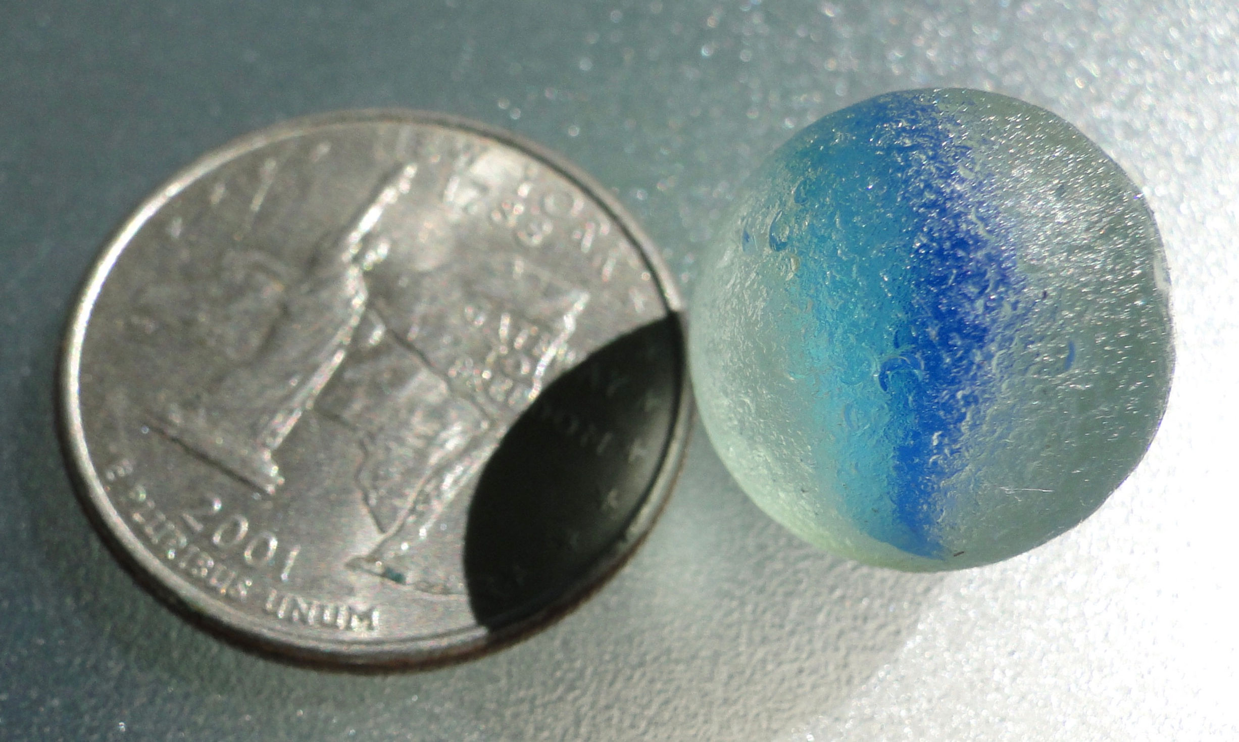 Authentic Blue Turquoise Sea Glass Cateye Marble #21