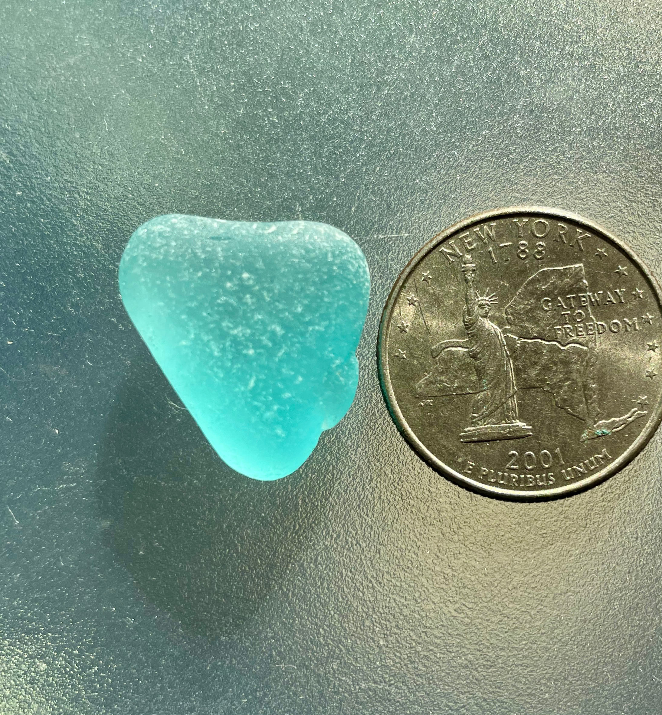 Genuine Turquoise English Heart Shaped Sea Glass Hobnail #14