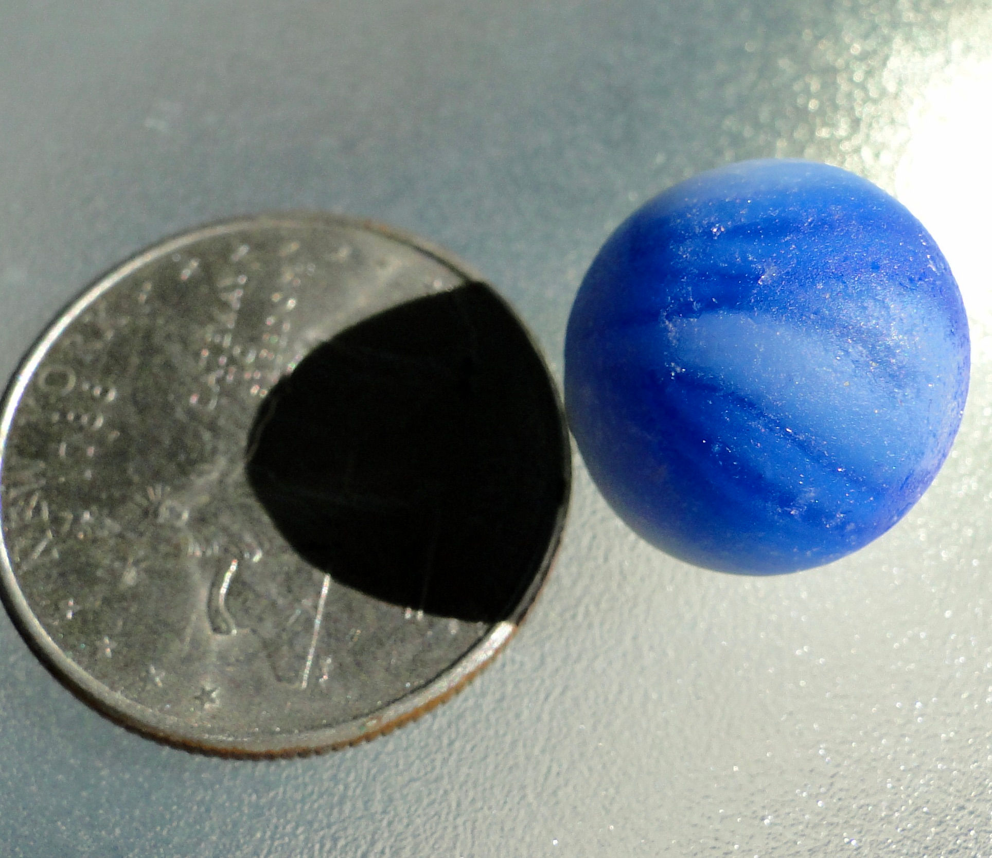 Authentic Blue White Swirl Sea Glass Marble #43