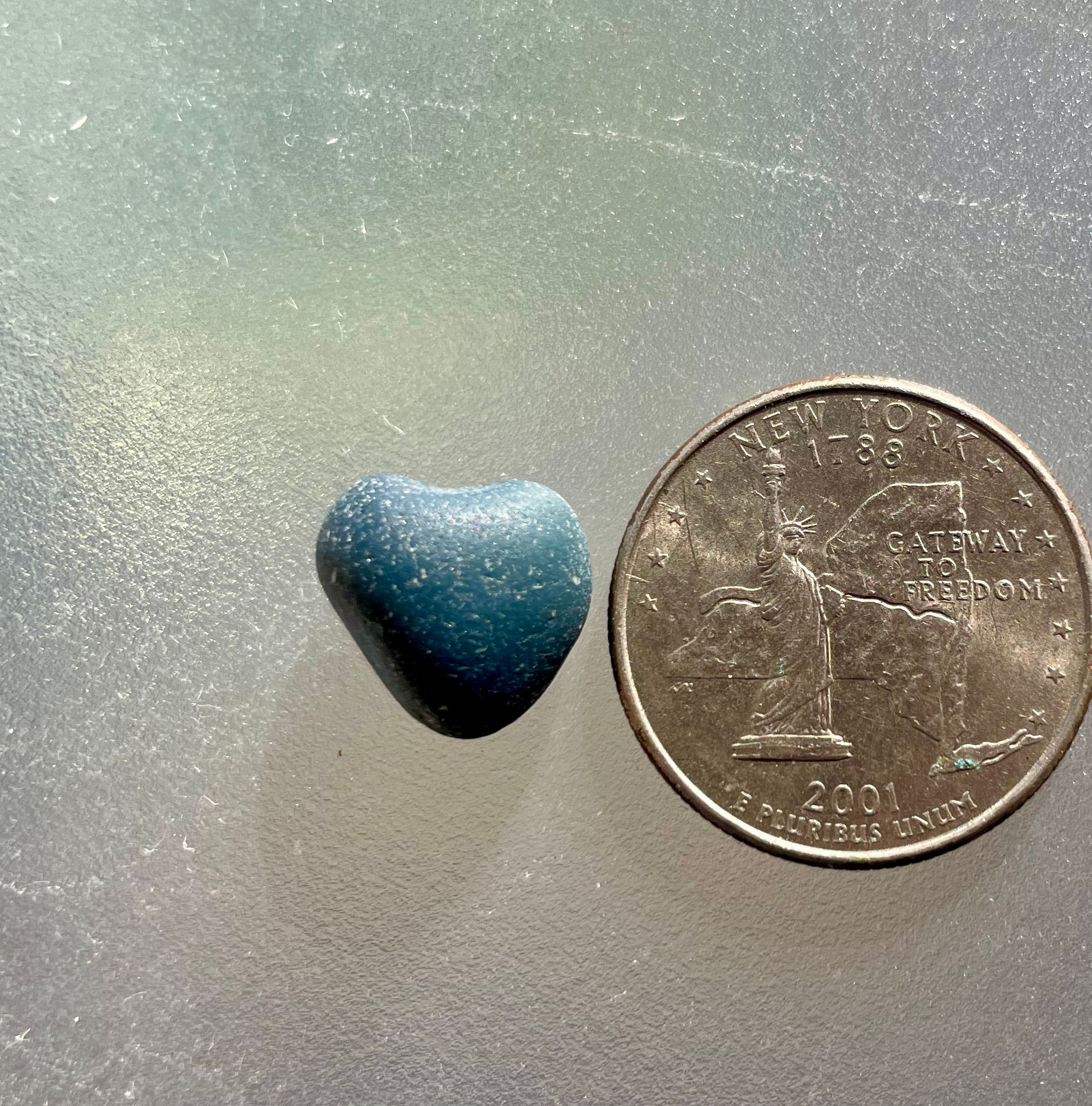 Genuine Opaque Blue English Heart Shaped Sea Glass #59
