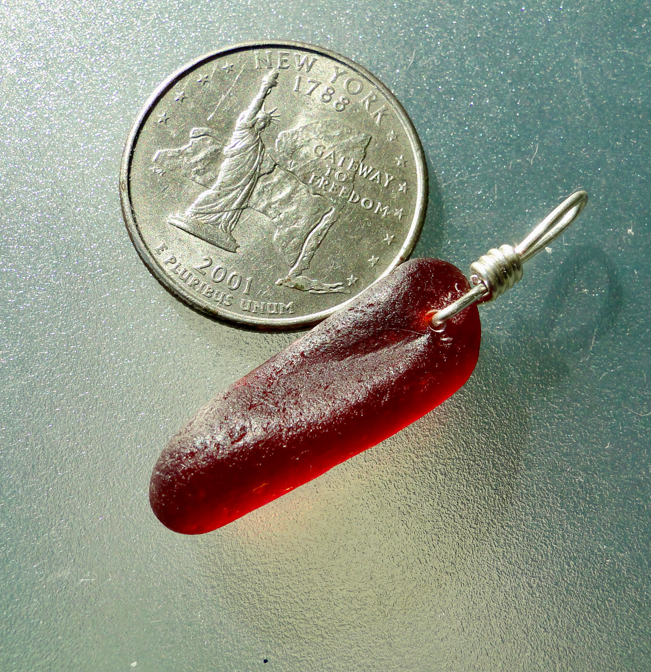 Red Amberina Sea Glass Necklace from England