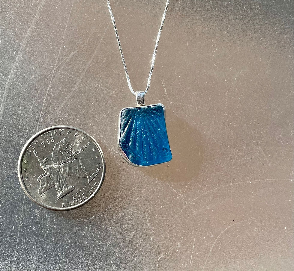 Thumbnail: Bezel Sterling Turquoise Puerto Rico Sea Glass Necklace