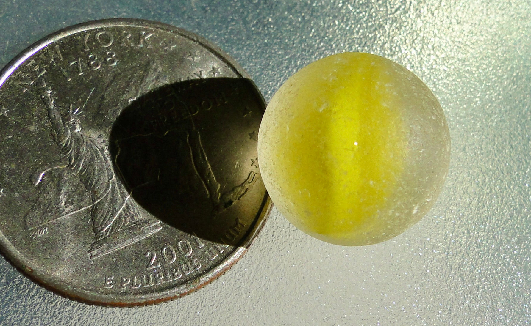 Yellow Sea Glass Cateye Marble #18