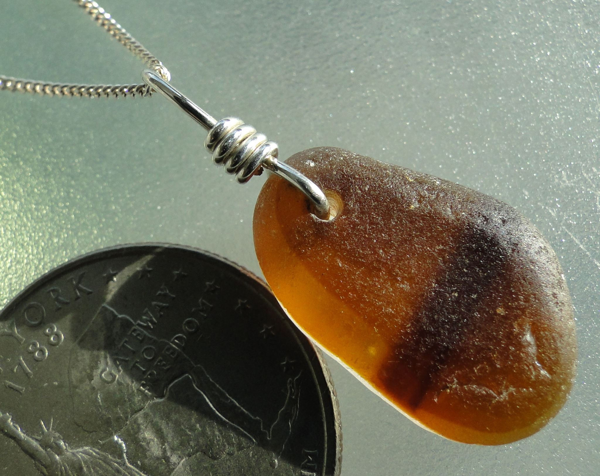 Brown English Sea Glass Necklace #4