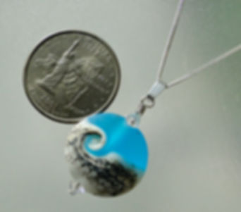 Catch the Wave Turquoise Lampwork Bead Necklace Frosty Bead #26