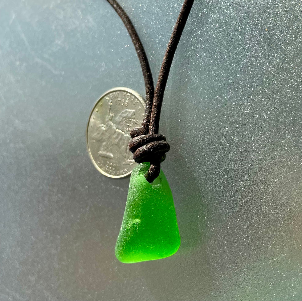 Thumbnail: Long Island Green Sea Glass Leather Necklace