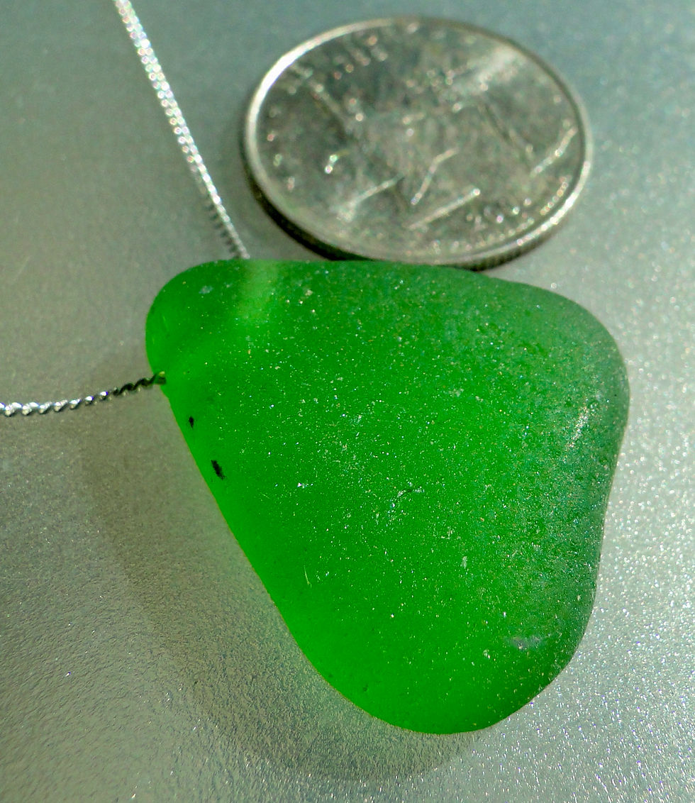 Floating Long Island Green Sea Glass Necklace