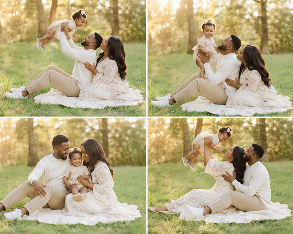 Family of 3 at sunset Greenville NC photography