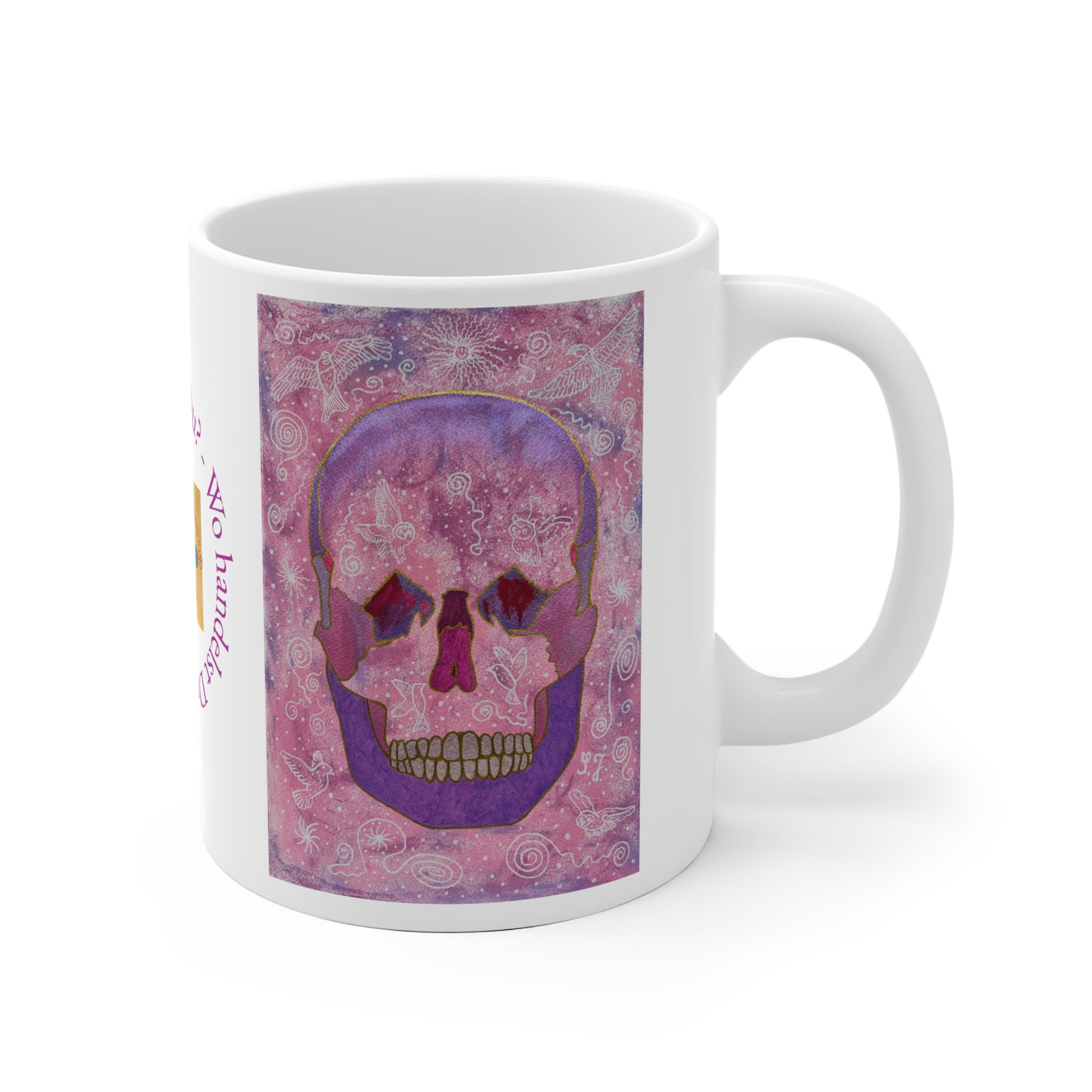 Schädel von vorne - 1 - Links- und Rechtshänder Keramik Tasse