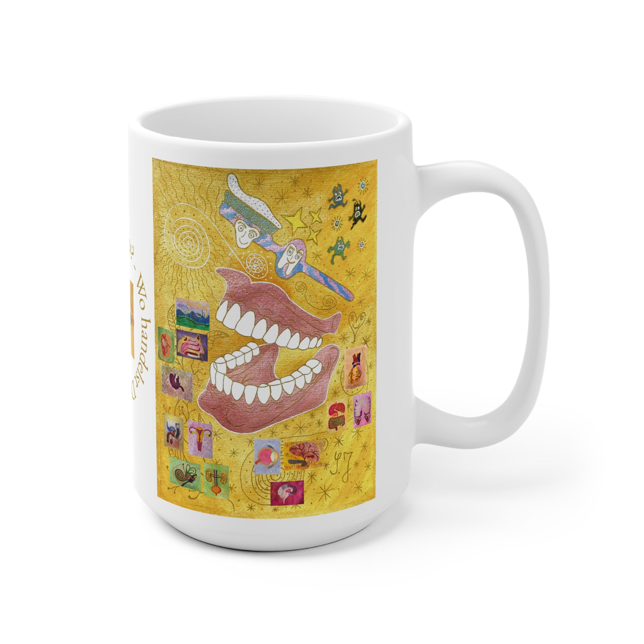 Gebiss mit Organen - 1 - Links- und Rechtshänder Keramik Tasse 