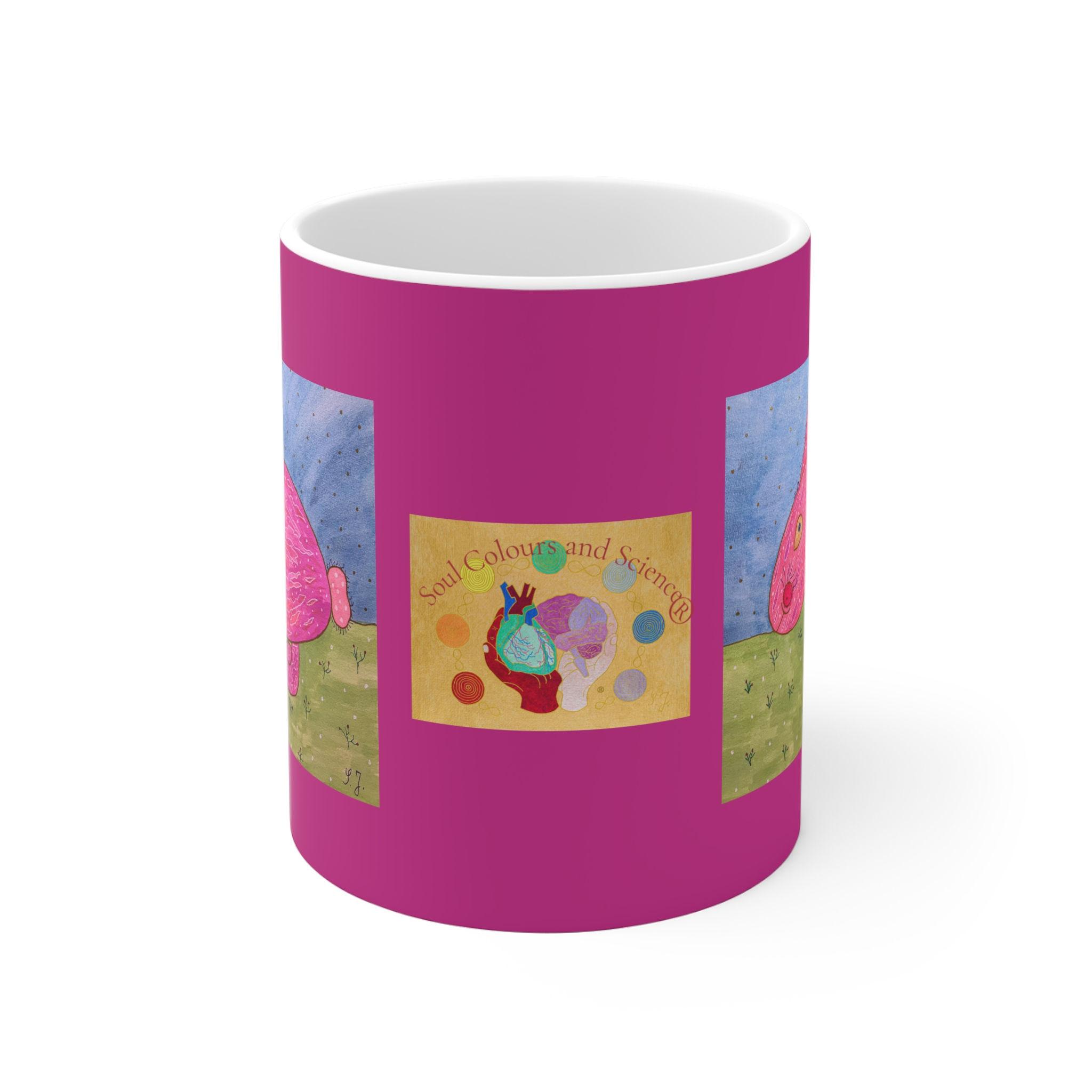 Hase rosa 1 - Links- und Rechtshänder Keramik Tasse 