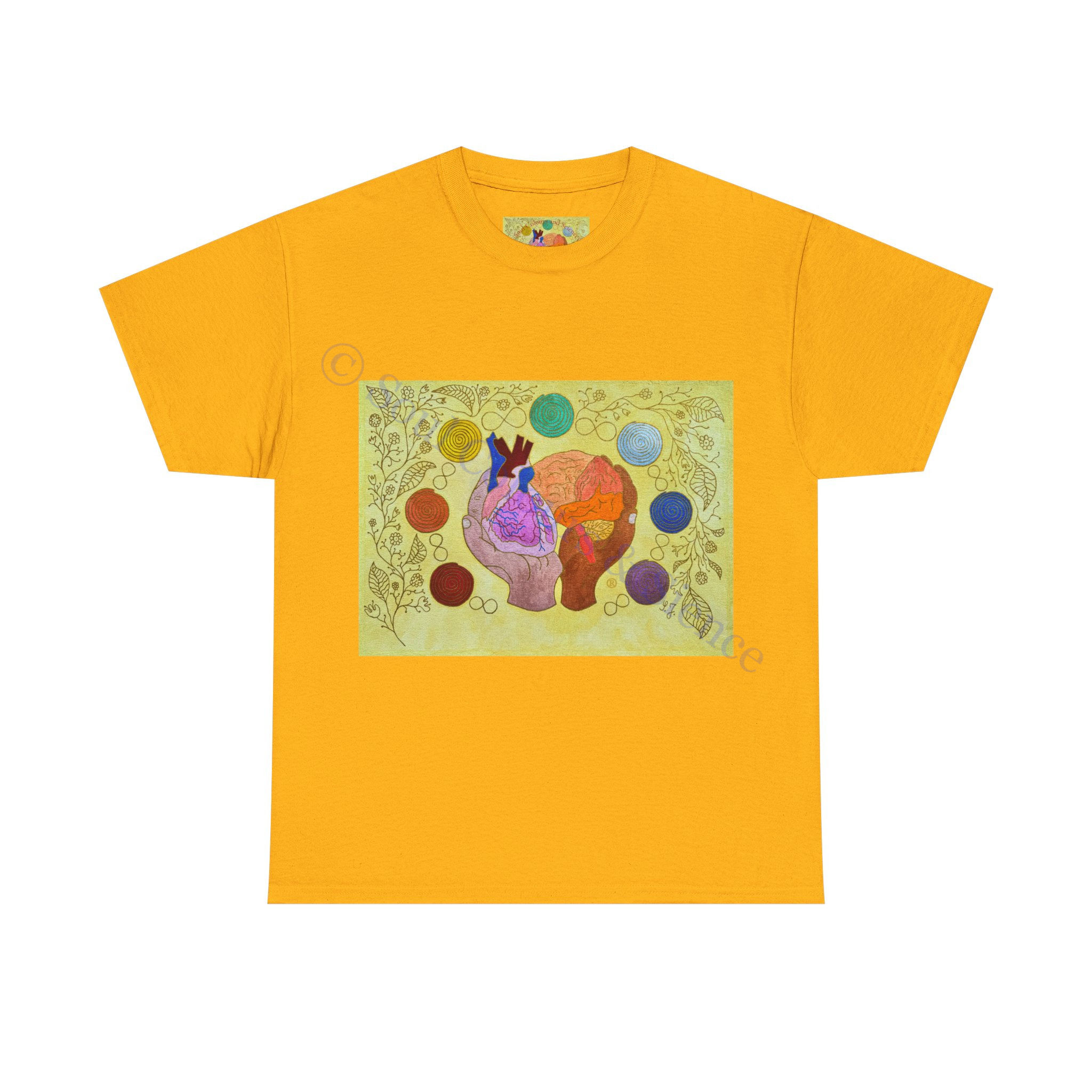 Gelbes Logo mit Blumen-ohne Ärmellogo - Unisex 100 % Cotton-Druck riecht anfangs