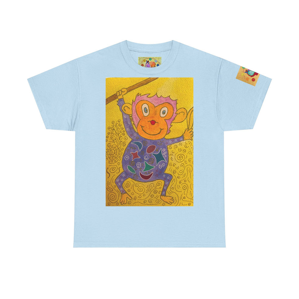 Miniaturbild: Affe an Ast - mit Ärmellogo - Unisex 100 % Cotton - Druck riecht anfangs