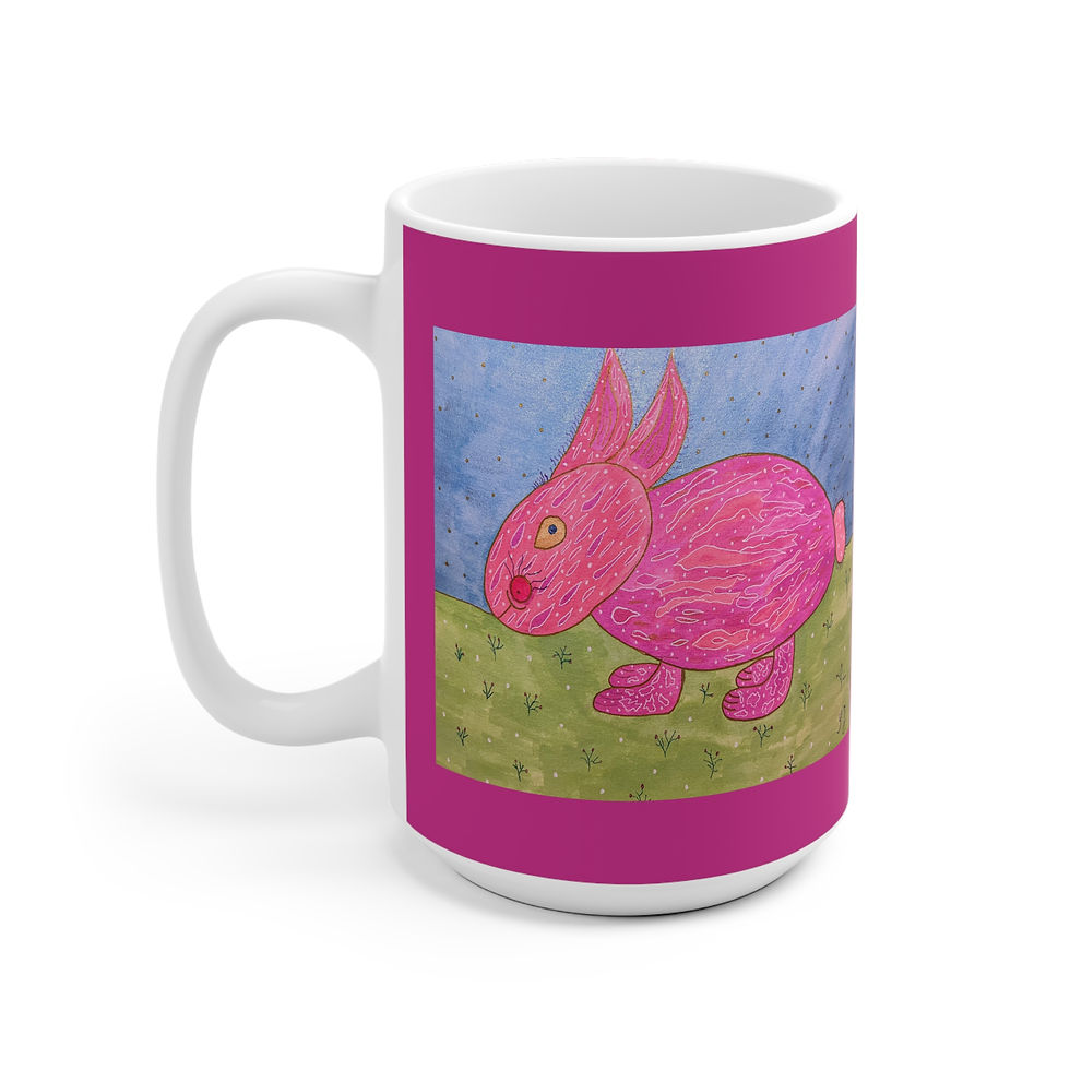 Miniaturbild: Hase rosa - 3 - Links- und Rechtshänder Keramik Tasse 