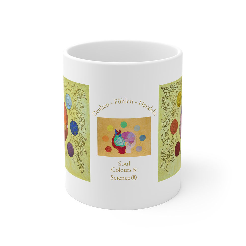 Miniaturbild: Logo gelb mit Blumen - 2 - Links- und Rechtshänder Keramik Tasse 