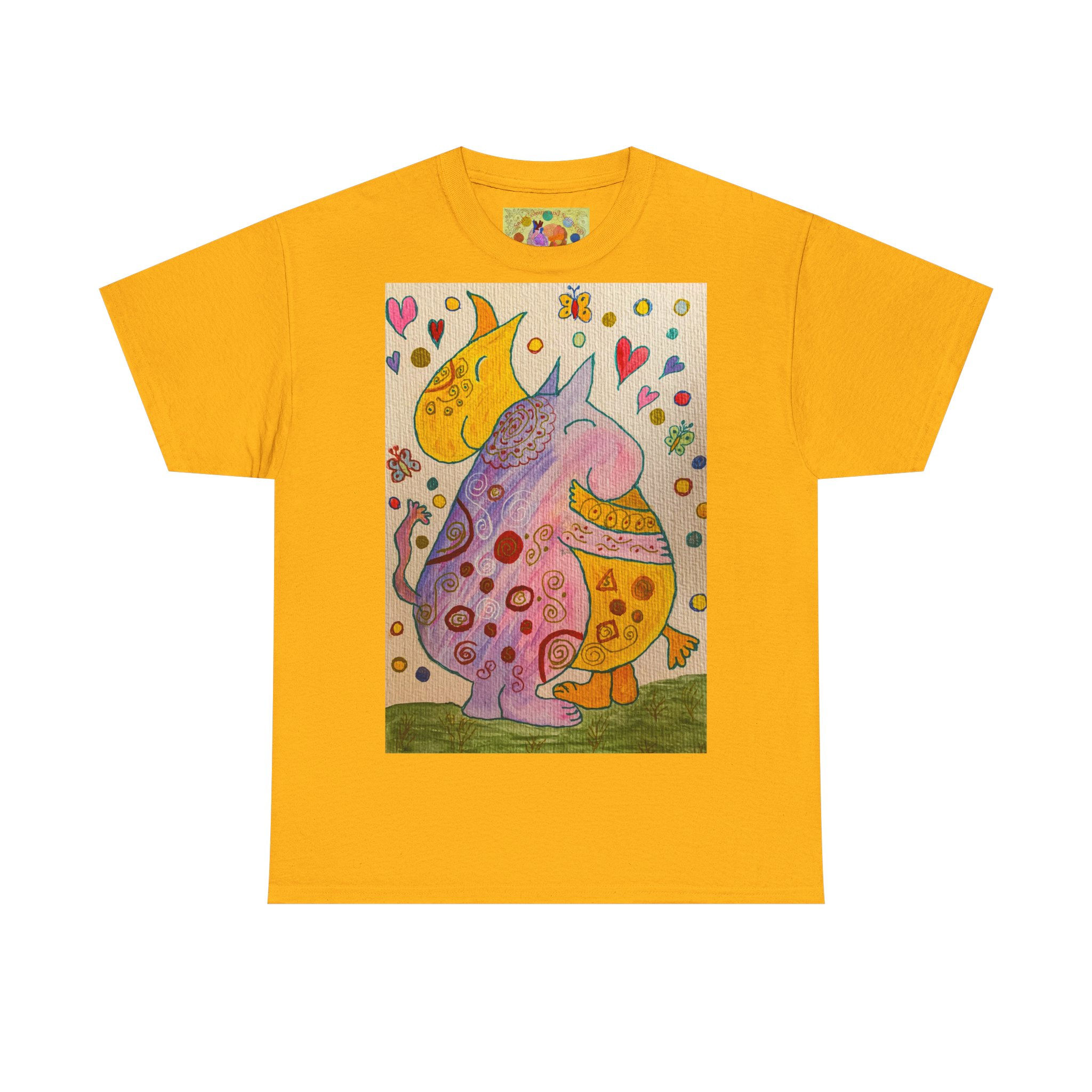 Nilpferde Umarmung - kein Ärmellogo - Unisex 100 % Cotton - Druck riecht anfangs
