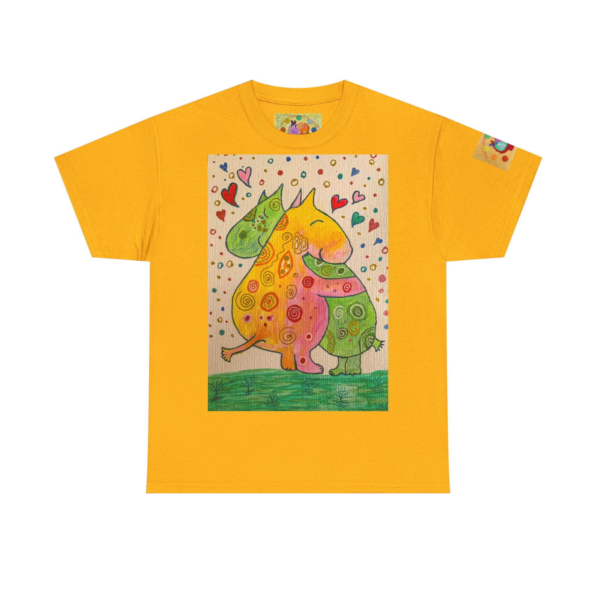 Nilpferde Umarmung - mit Ärmellogo - Unisex 100 % Cotton - Druck riecht anfangs