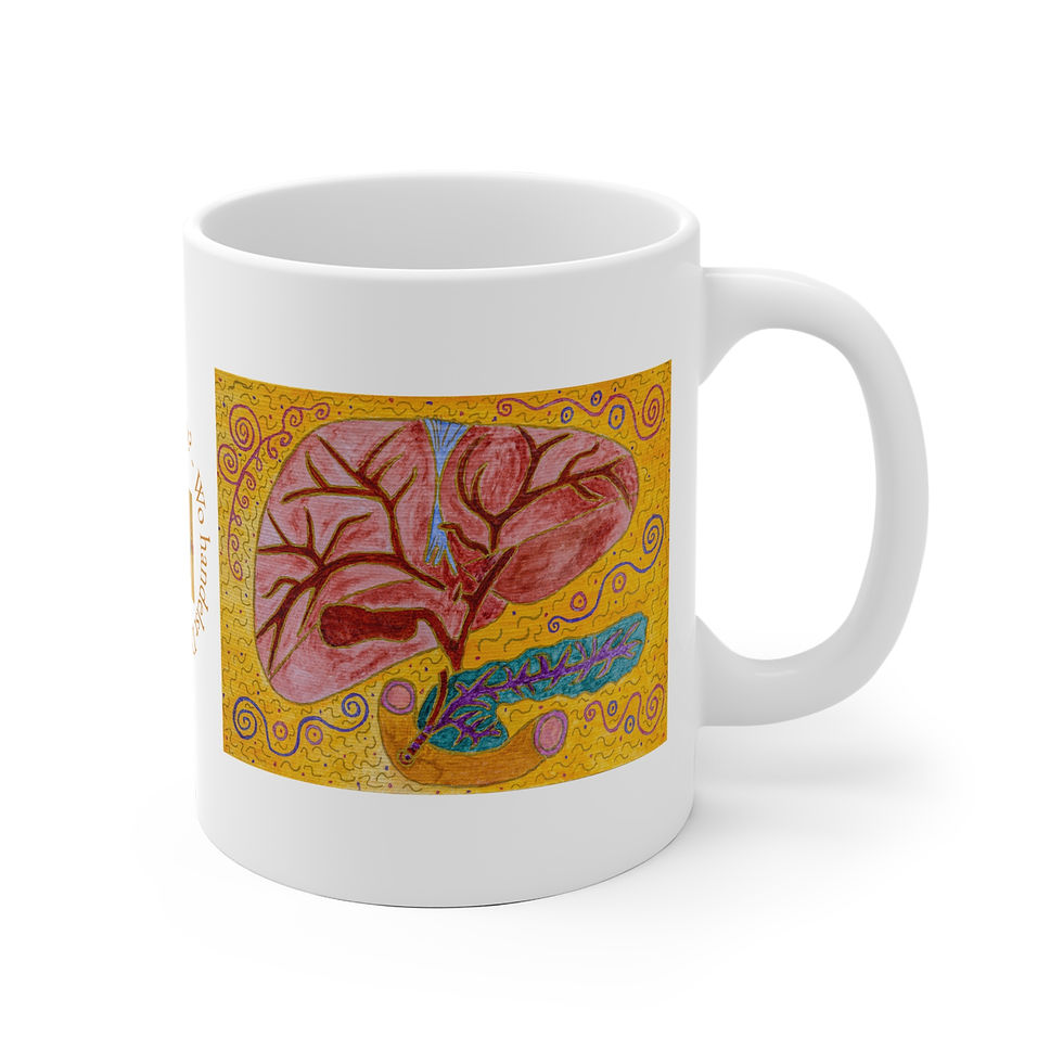 Miniaturbild: Leber, Galle, Bauchspeicheldr. Dünnd.- 1 - Links- und Rechtshänder Keramik Tasse