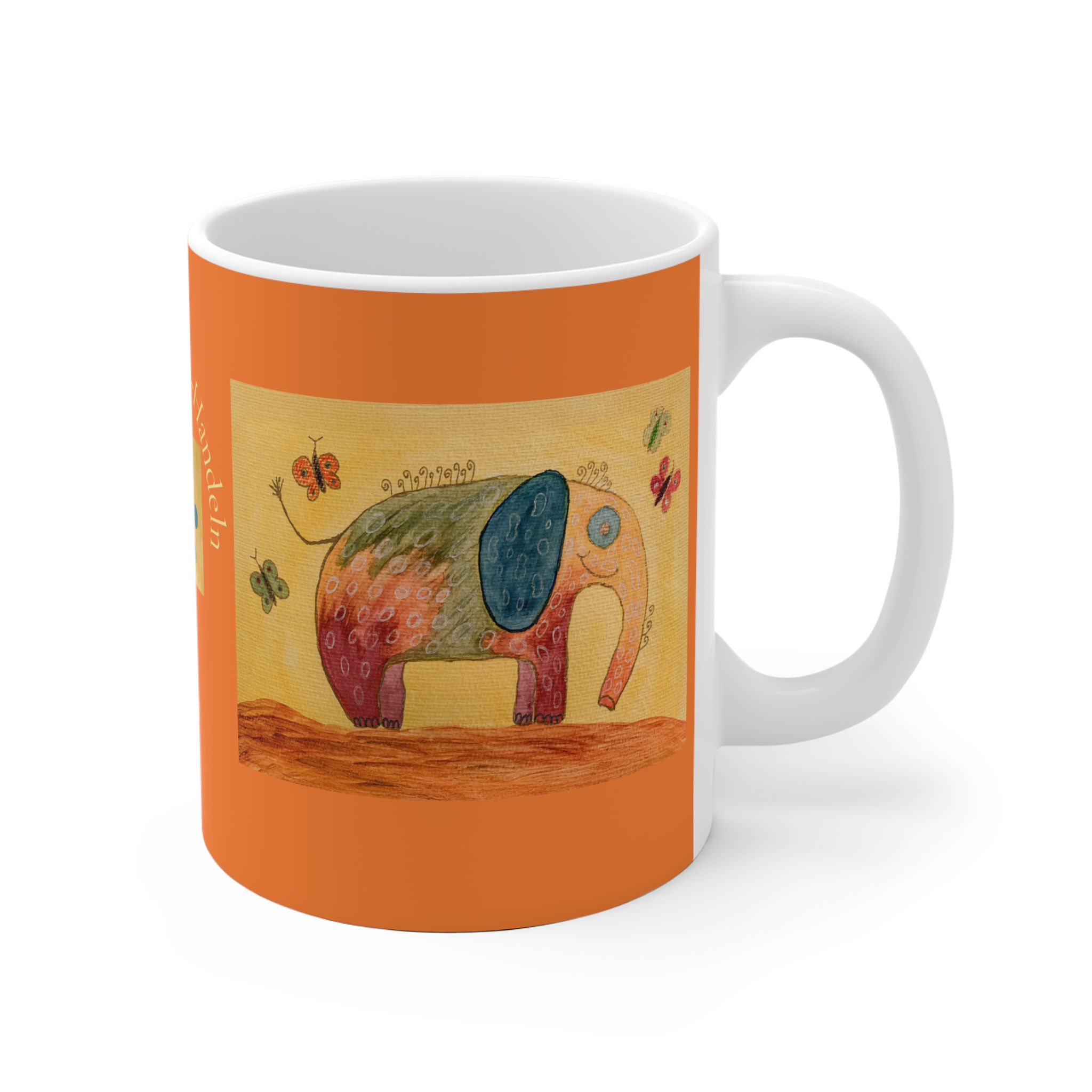 Elefantenkind - 2 - Links- und Rechtshänder Keramik Tasse