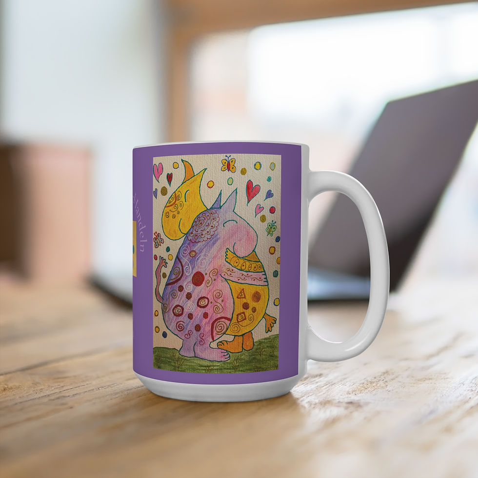 Miniaturbild: Nilpferde Umarmung - 2 - 2 - Links- und Rechtshänder Keramik Tasse 