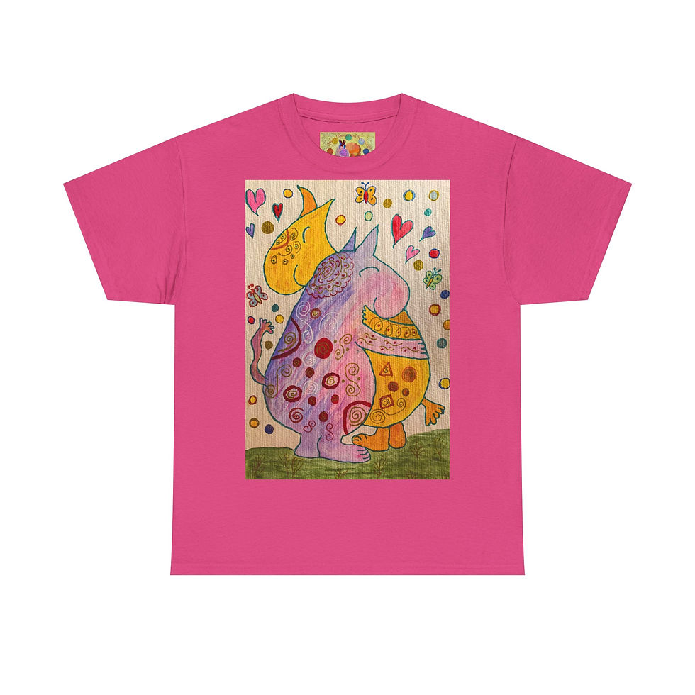 Miniaturbild: Nilpferde Umarmung - kein Ärmellogo - Unisex 100 % Cotton - Druck riecht anfangs
