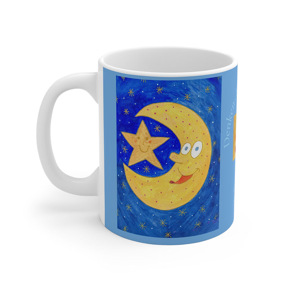 Miniaturbild: Mond und Stern - 2 - Links- und Rechtshänder Keramik Tasse 