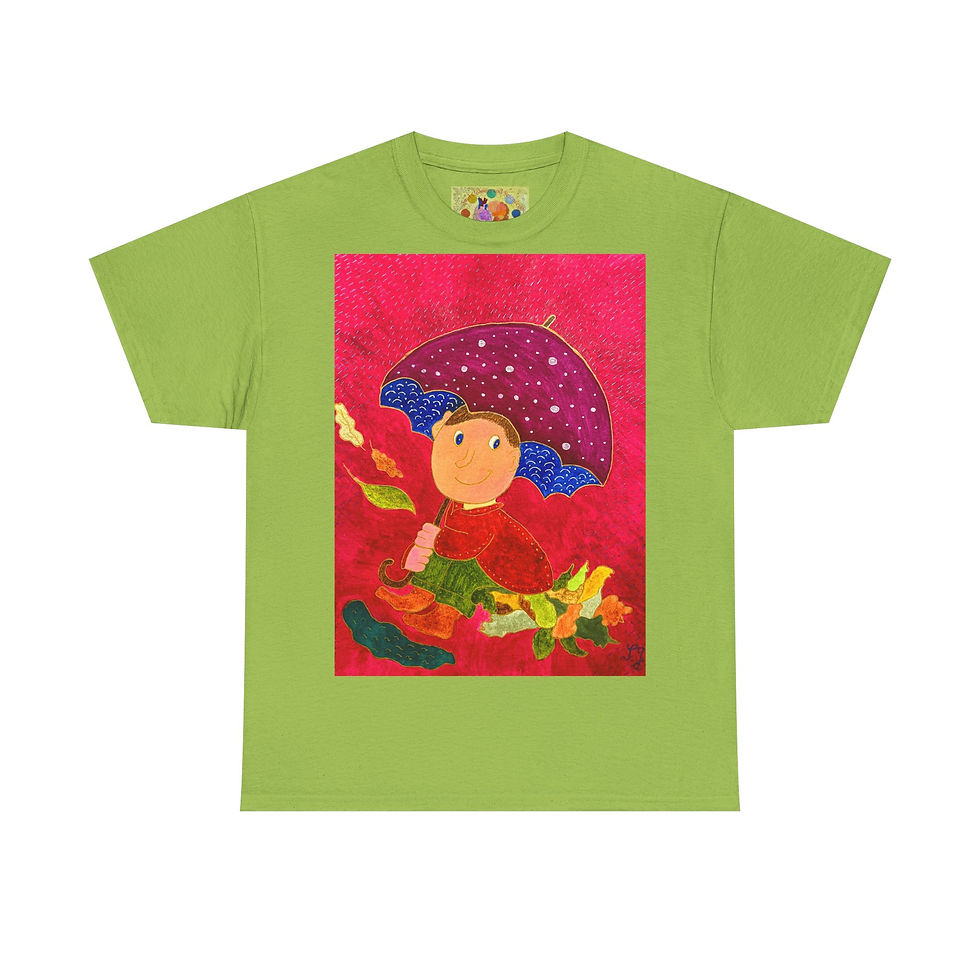 Miniaturbild: Junge im Regen - kein Ärmellogo - Unisex 100 % Cotton - Druck riecht anfangs