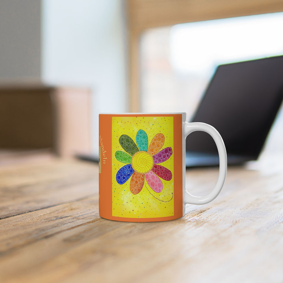 Miniaturbild: Blume  bunt - 2 - Links- und Rechtshänder Keramik Tasse