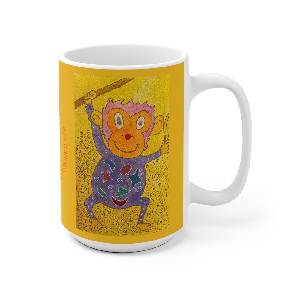 Miniaturbild: Affe auf Ast - 1 - Links- und Rechtshänder Keramik Tasse 