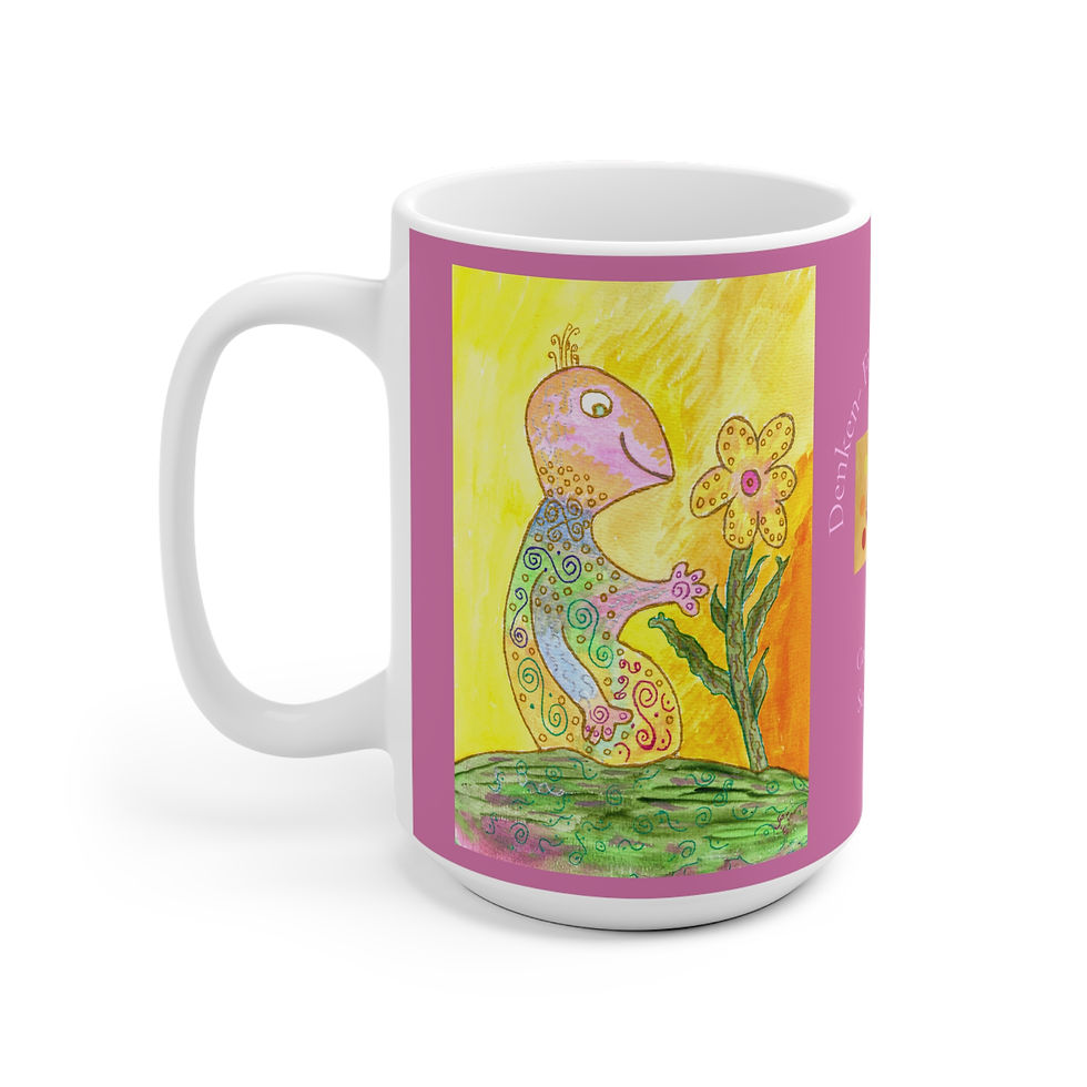 Miniaturbild: Wesen mit Blume - 2 - 1 -Links- und Rechtshänder Keramik Tasse 