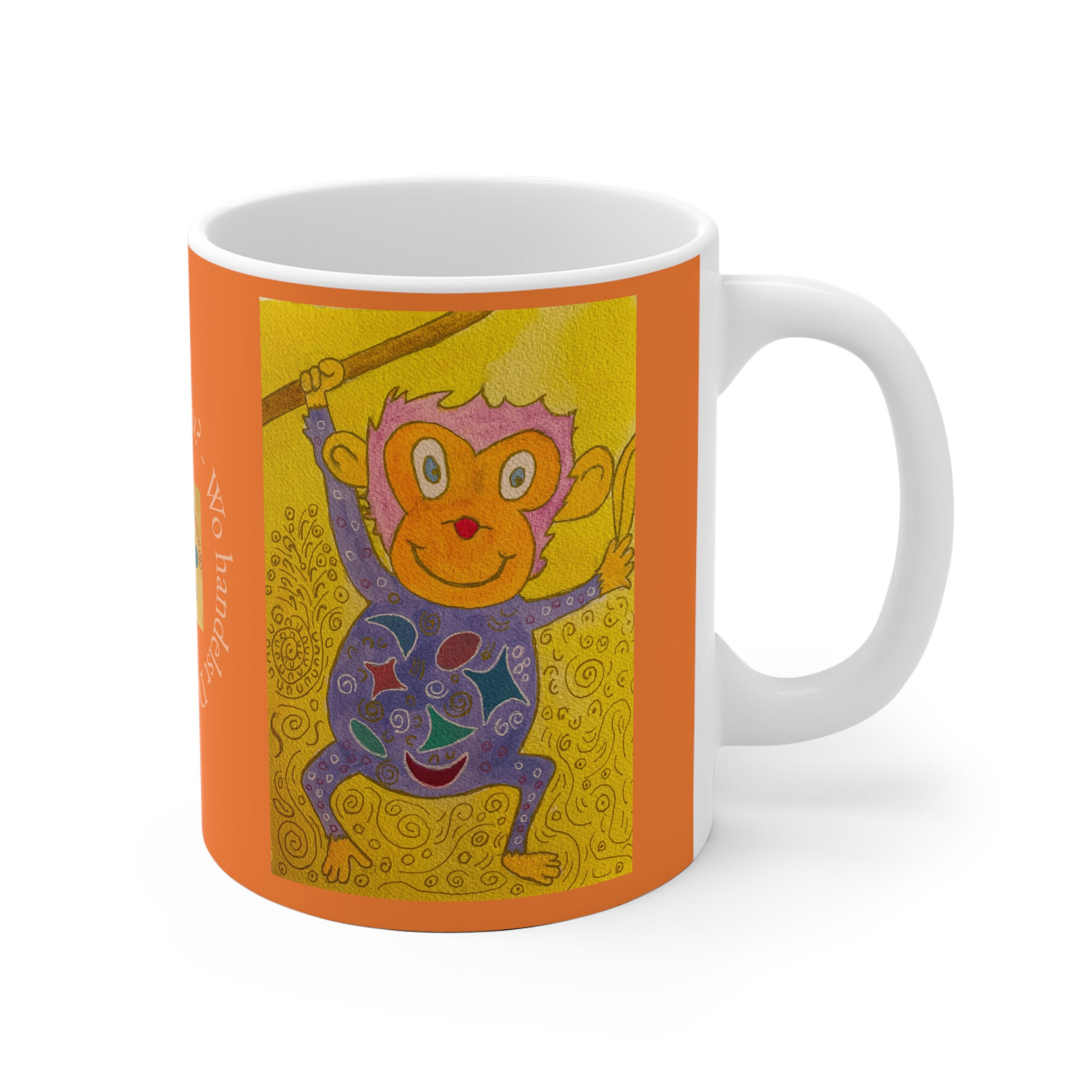 Affe auf Ast - 1 - Links- und Rechtshänder Keramik Tasse 