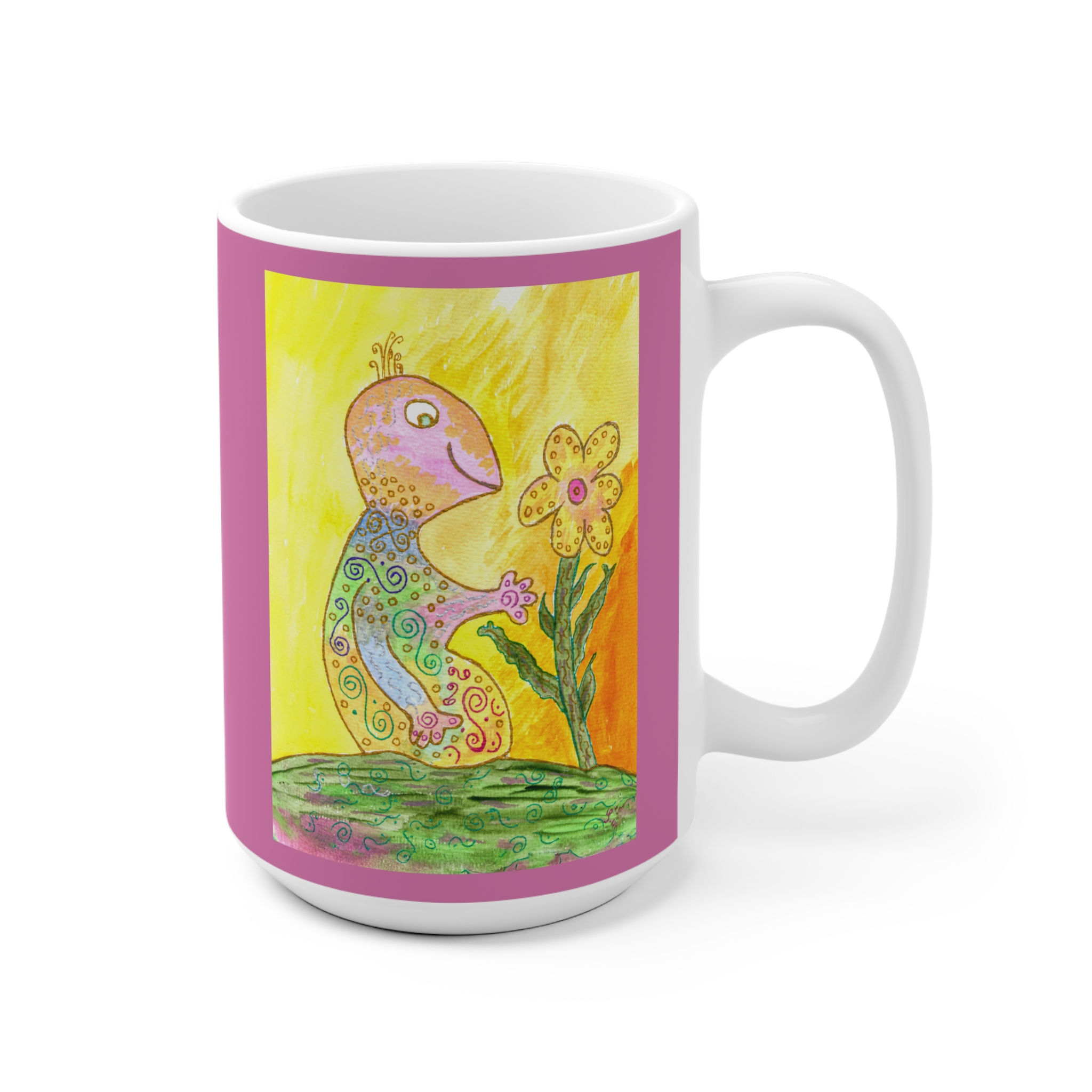 Wesen mit Blume - 3 - 1 - Links- und Rechtshänder Keramik Tasse