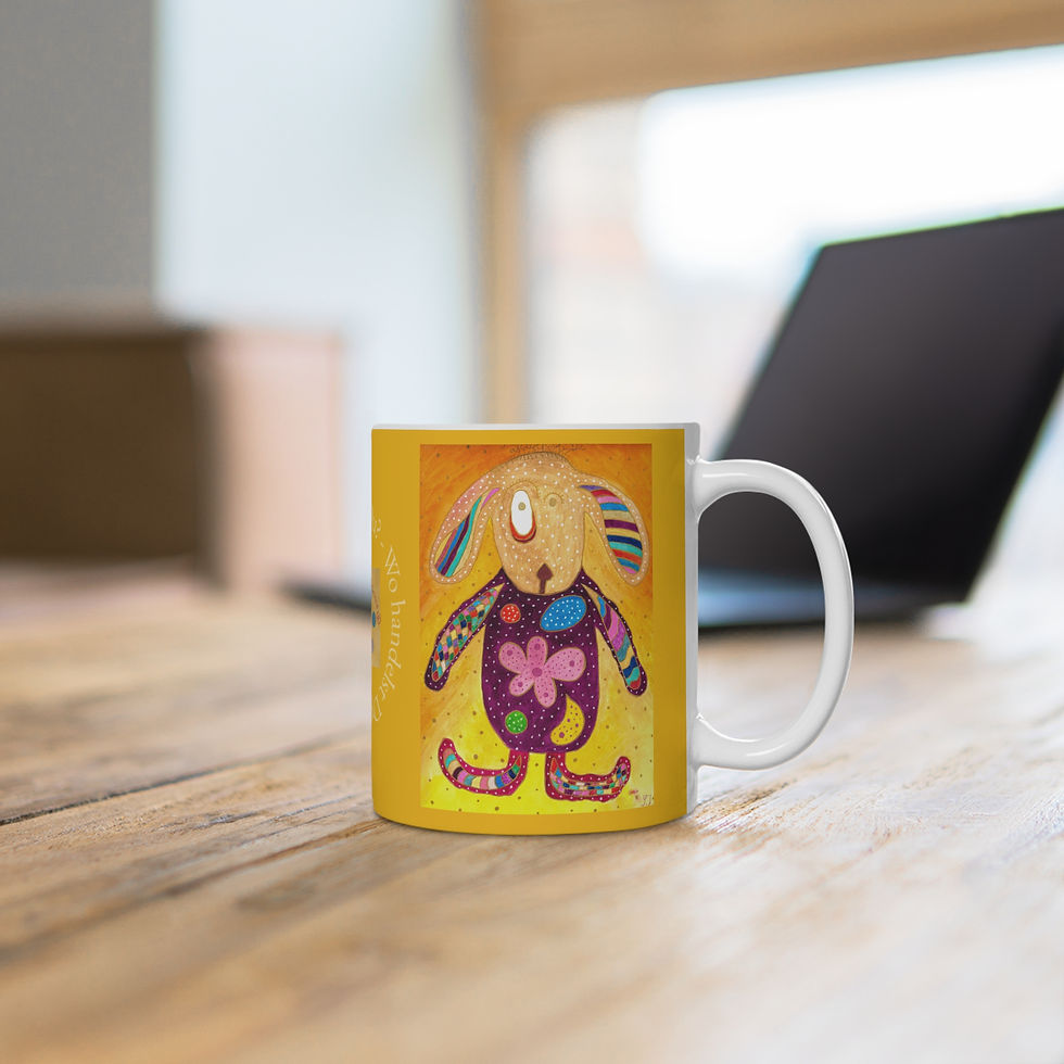 Miniaturbild: Teddy-Hund gelb  - 1 - Links- und Rechtshänder Keramik Tasse 