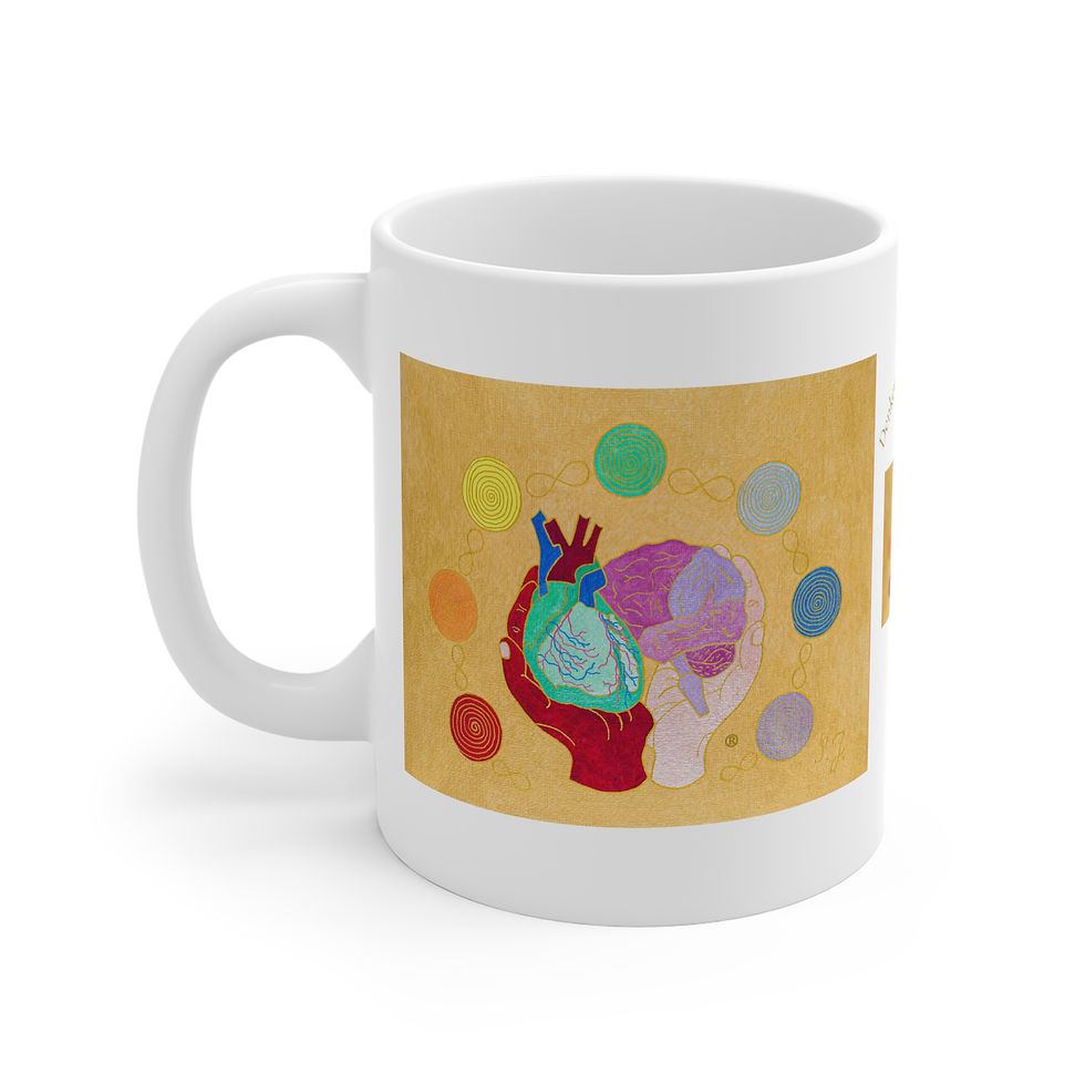 Miniaturbild: Logo gold - Herz, Gehirn, Hände - 2 - Links- und Rechtshänder Keramik Tasse 