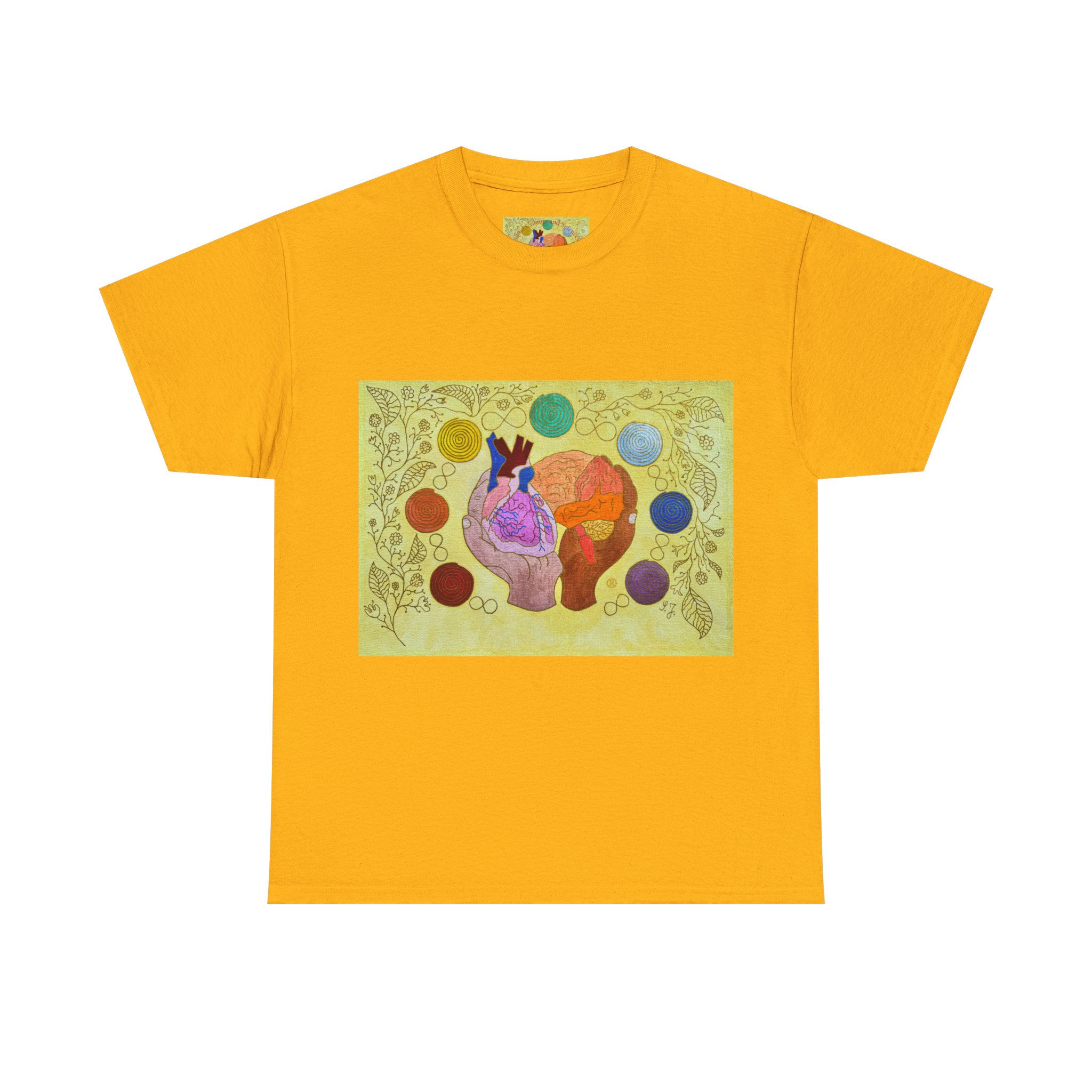 Logo gelb mit Blumen-ohne Ärmellogo - Unisex 100 % Cotton-Druck riecht anfangs
