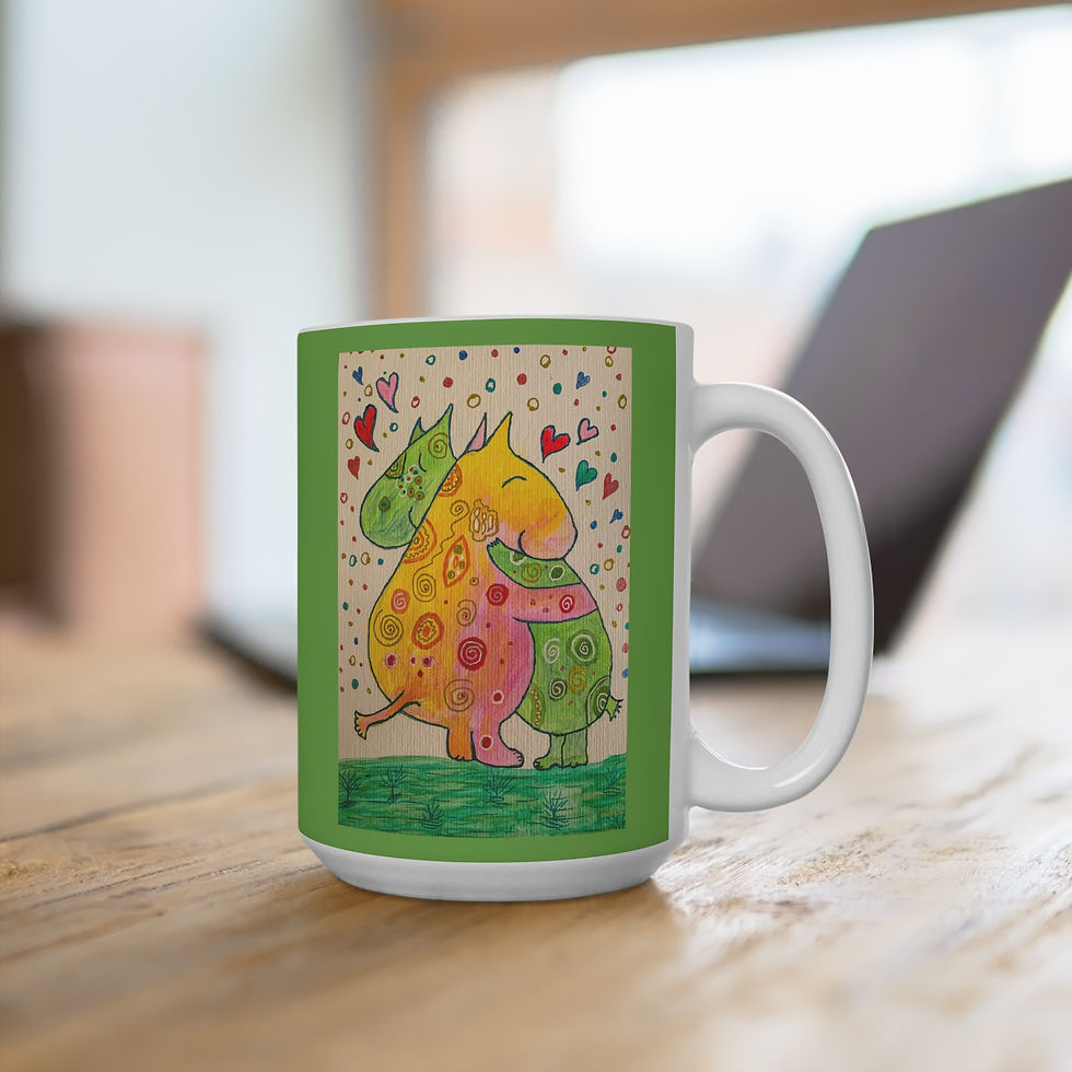 Miniaturbild: Nilpferde Umarmung - 1 - 3 - Links- und Rechtshänder Keramik Tasse 